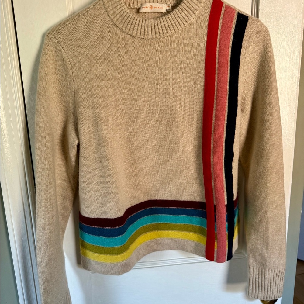 Tory Burch Women's Stripe Cashmere Pullover Sweater